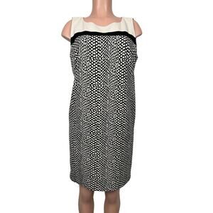 Dana Buchman Womens Black White Sleeveless Zip Sheath Dress Size 12